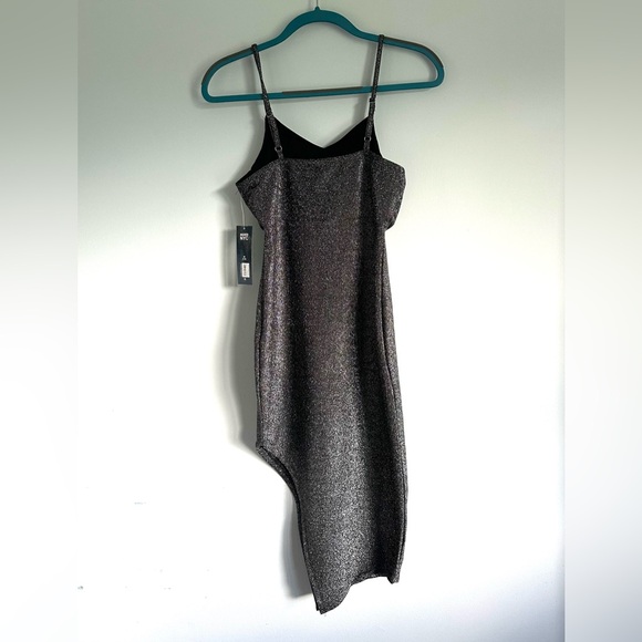 Madden NYC Slate Gray Sparkle Asymmetrical Dress Size Medium (7-9) - Picture 3 of 11